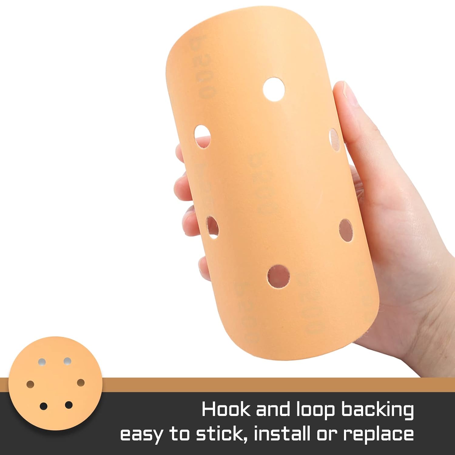 100 Pcs 6 Hole 6 Inches Sandpaper Round 500 Grit Dustless Hook and Loop Sanding Discs for Random Orbital Sander Glass Metal Automotive Polishing