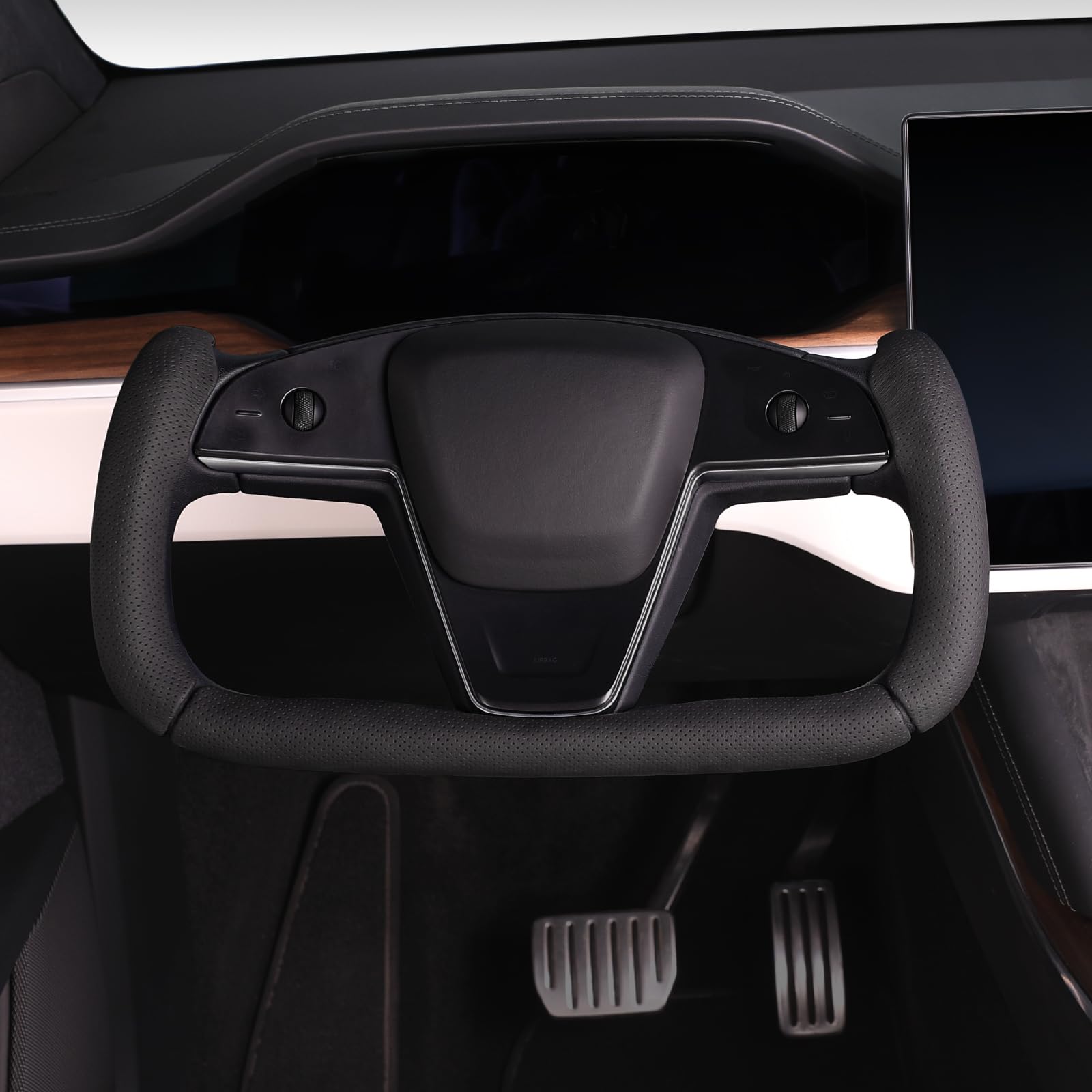Amazon | Teslaヨークステアリングホイール用ハンドルカバー、テスラ