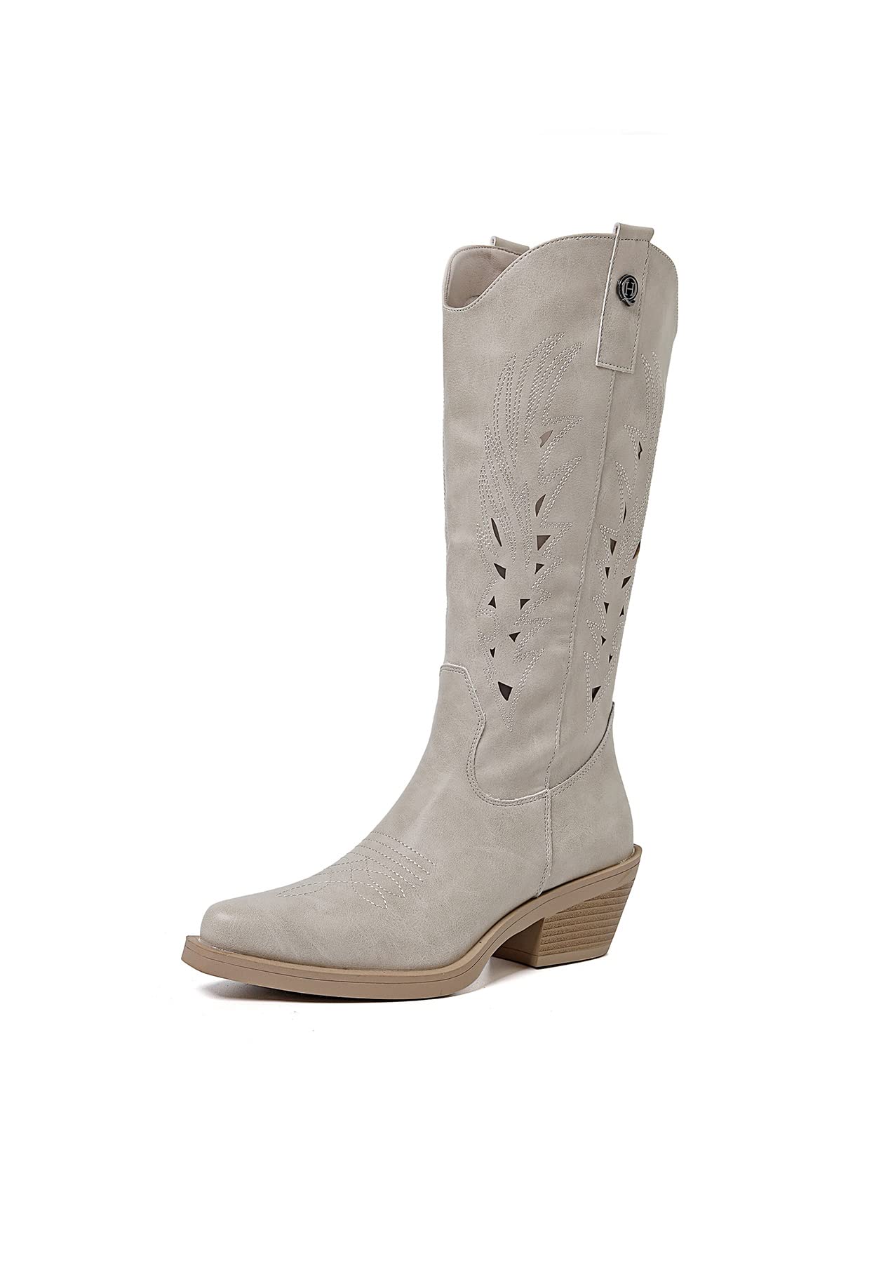 QUEEN HELENA Camperos Stivali con Tacco Western Traforati Stivaletti Texani a Punta Cowboy Donna X28-103
