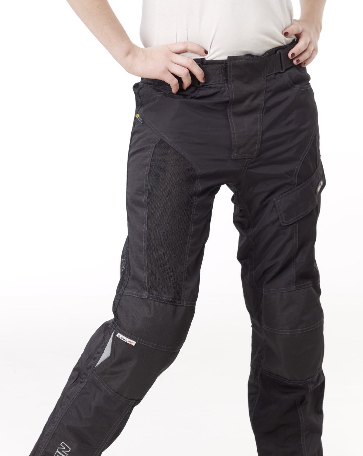 NERVE Shop Leichte Dünne Sommer Motorradhose -Run- Motorrad Sommerhose Mesh Damen Textilhose mit Protektoren - schwarz