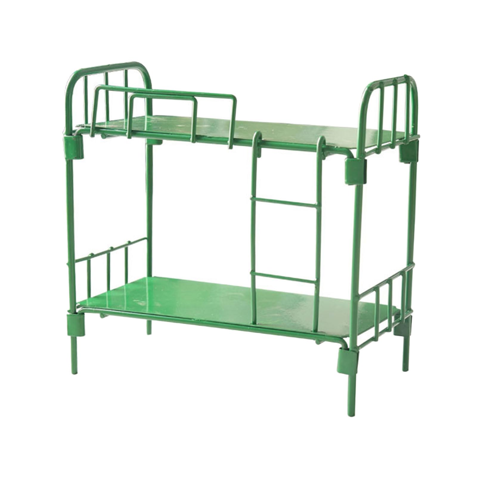 PIEXANGH 1/12 Scale Miniature Bunk Bed with Ladder for Dollhouses Decors Sturdy Space Saving Design Metal Alloy Dollhouses Bedroom Set Toy