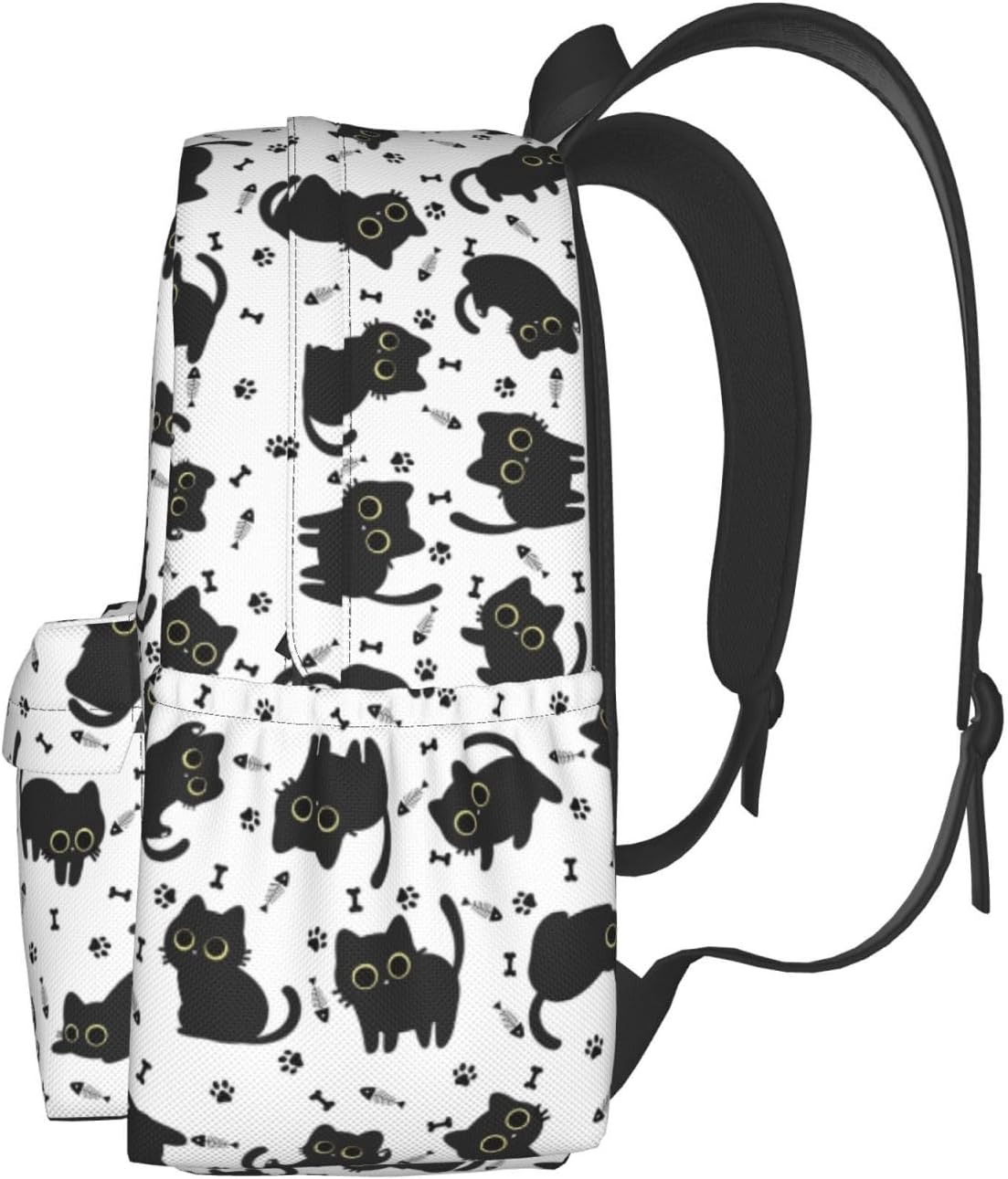 Cute Black Cat Fish Bones Multipurpose School Bag Bookbag for Teenage Boys Girls Daily Backpack - Image 3