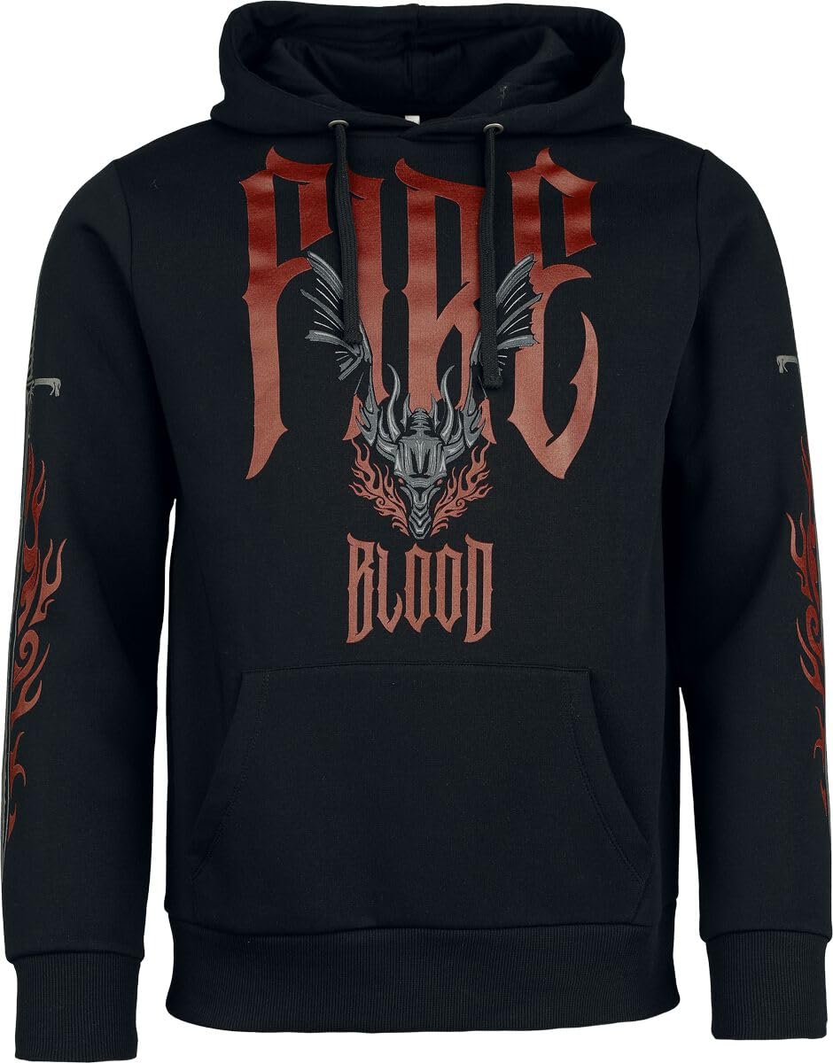 Game of Thrones Cult - Blood Uomo Felpa con Cappuccio Nero 60% Cotone, 40% Poliestere Regular