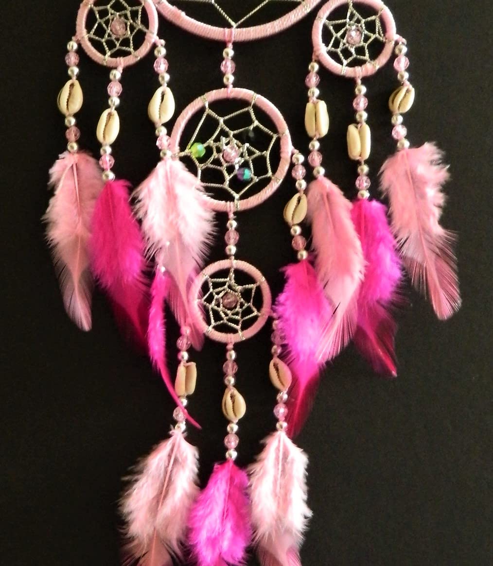 Bali unbranded DREAM CATCHER GIRLS PINK DREAMCATCHER 9cm x 30 cm HANDMADE BEDROOM DECORATION