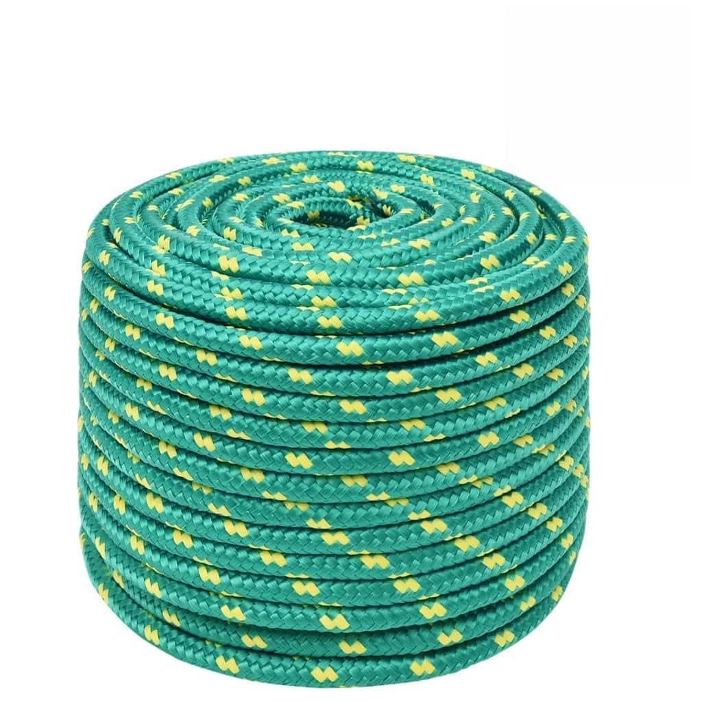 Corda per barca, verde, 12 mm, 50 m, in polipropilene, robusta corda per esterni, per vela, campeggio, barca e giardino, resistente agli strappi, resistente alle intemperie, accessorio per