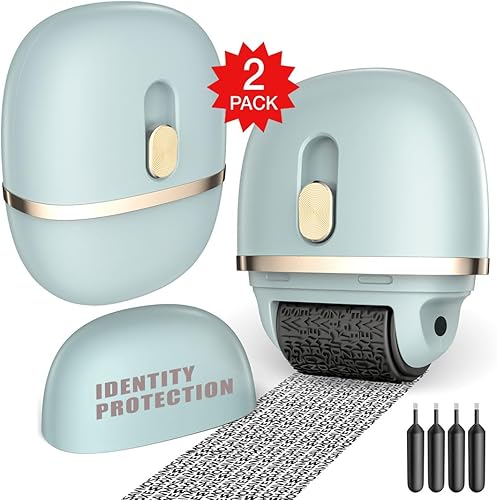 Miniatura 5 de Tinta de repuesto para sellos de rodillo, sellos de rodillo de protección contra robo de identidad, recambios (10 recargas, recambio de tinta)