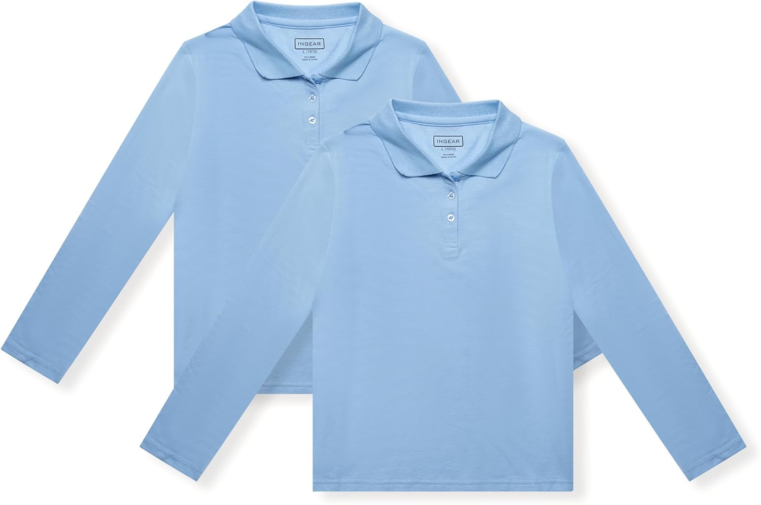 INGEAR Girls Long Sleeve Polo Shirt for School Uniform, Golf or Casual Wear, Performance Polo Shirts for Girls 2PK INGEAR Girls Long Sleeve Polo Shirt for School Uniform, Golf or Casual Wear, Performance Polo Shirts for Girls 2PK