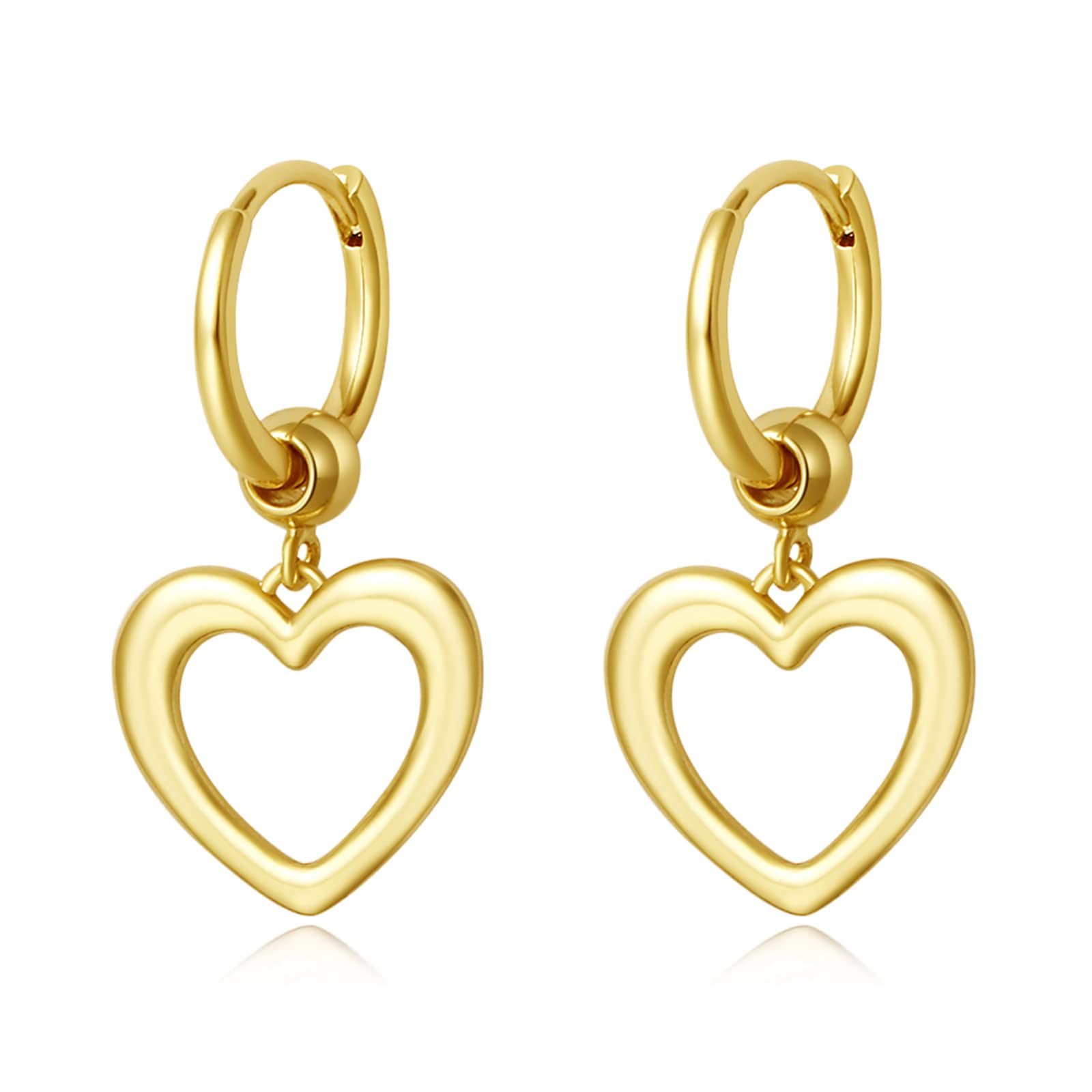 Gold Mini Dangle Huggie Earrings for Women, Dainty 14K Gold Plated Cubic Zirconia Small Hoop Earrings with Charm Drop, Jewelry Gift for Women Ladies