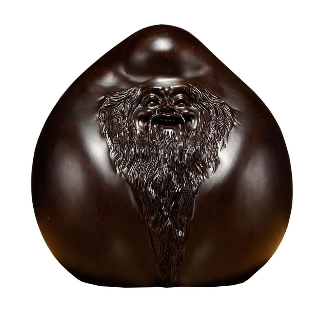 ATREDESES Office Decor Wooden Carving Longevity Peach Ornament Old Birthday Mahogany Home Decoration Crafts For Elders Birthday Gift Home Decor(3.14in)