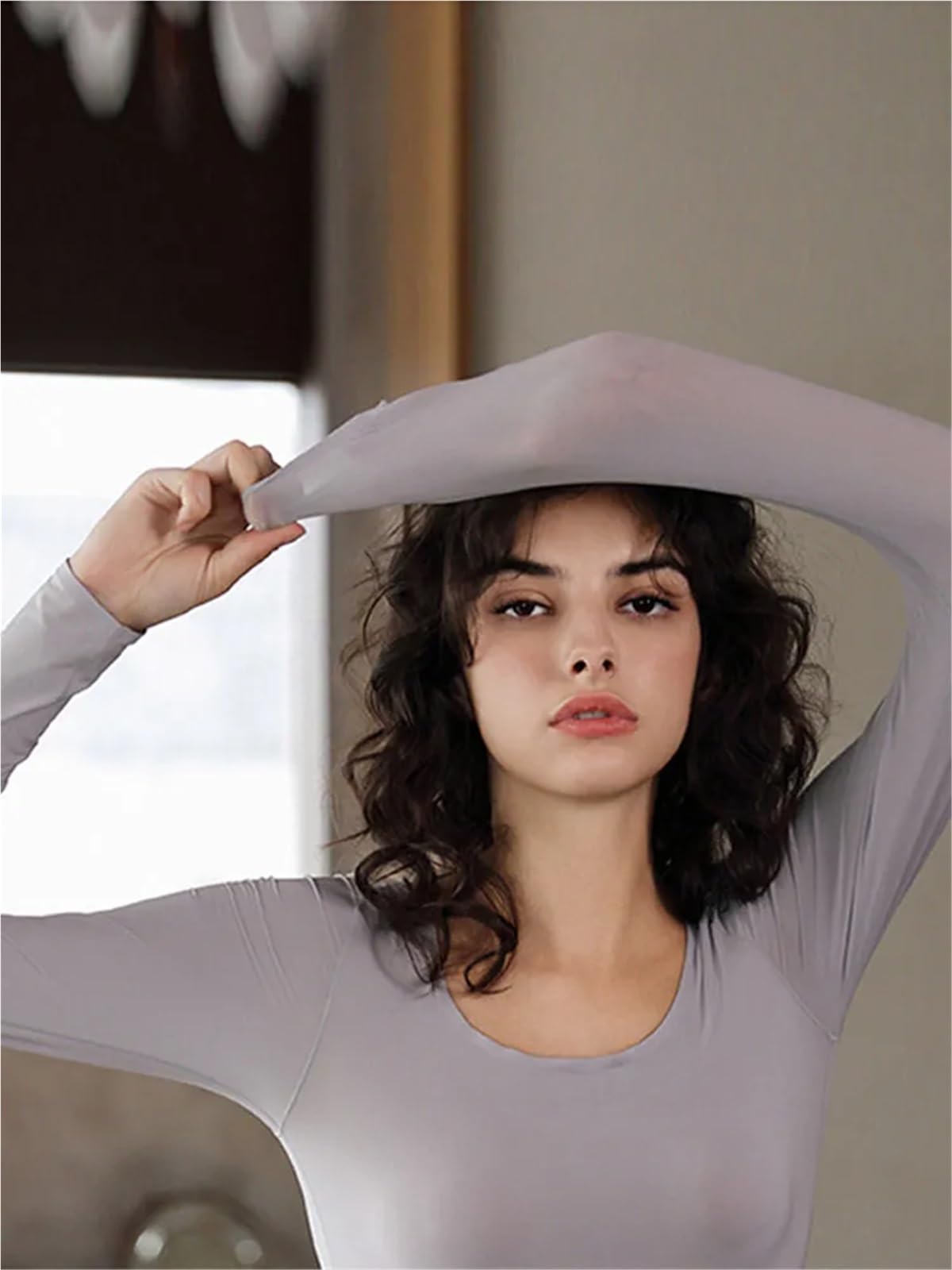Ropa Termica Pare Mujer Conjunto de Ropa Interior térmica Fina for Mujer, Top Largo elástico de Manga Larga, Calzoncillos Largos, lencería Sexy de Invierno Muy Femenina(Skincare - Set)