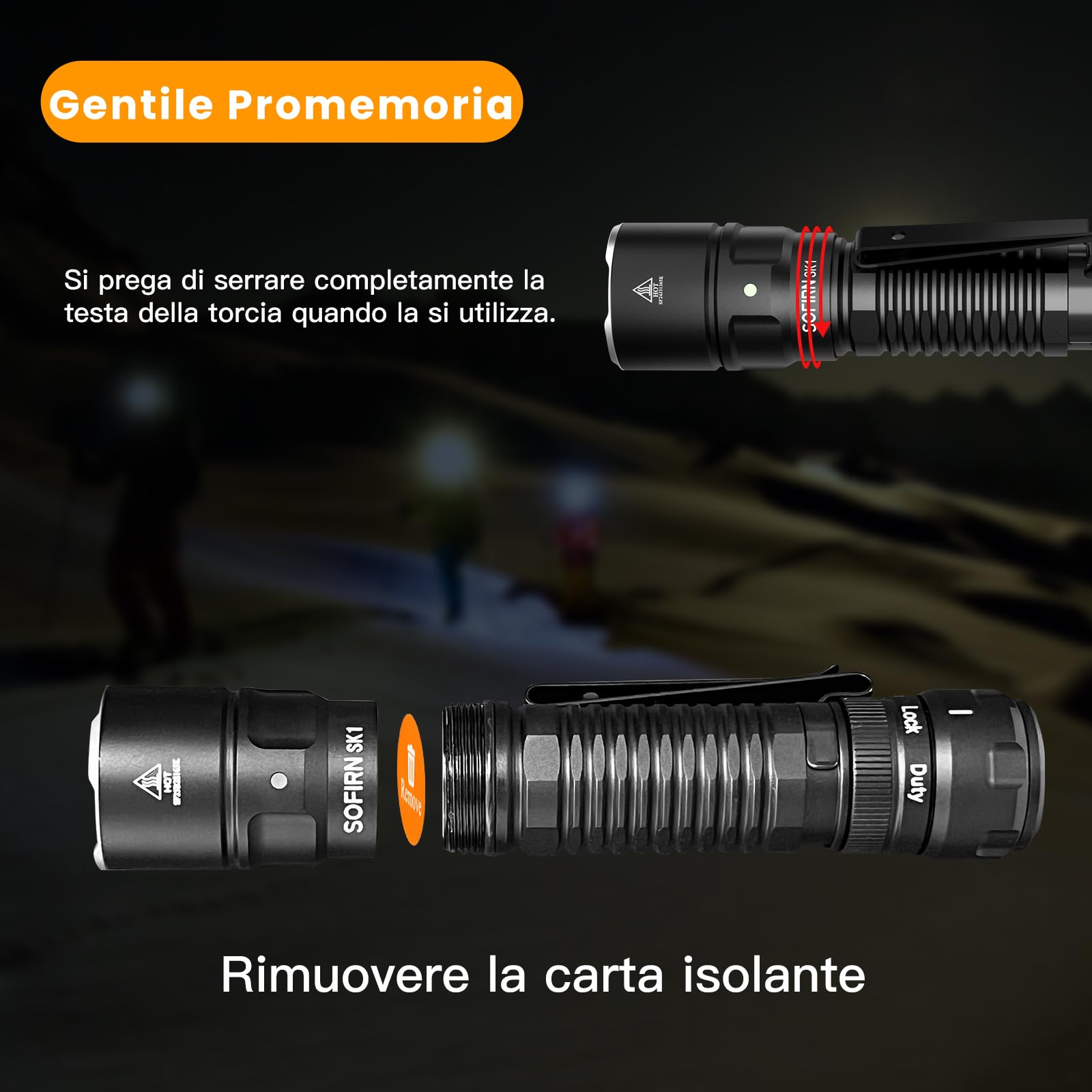 Sofirn SK1 Torcia LED Potente 1300 Lumen 479m Magnetica IPX8 Tattica | Torcia Led Ricaricabile USB-C Max 200H;Interruttore Magnetico;6 Modi;IPX8 Impermeabile Alluminio;Camping Caccia Soccorso EDC