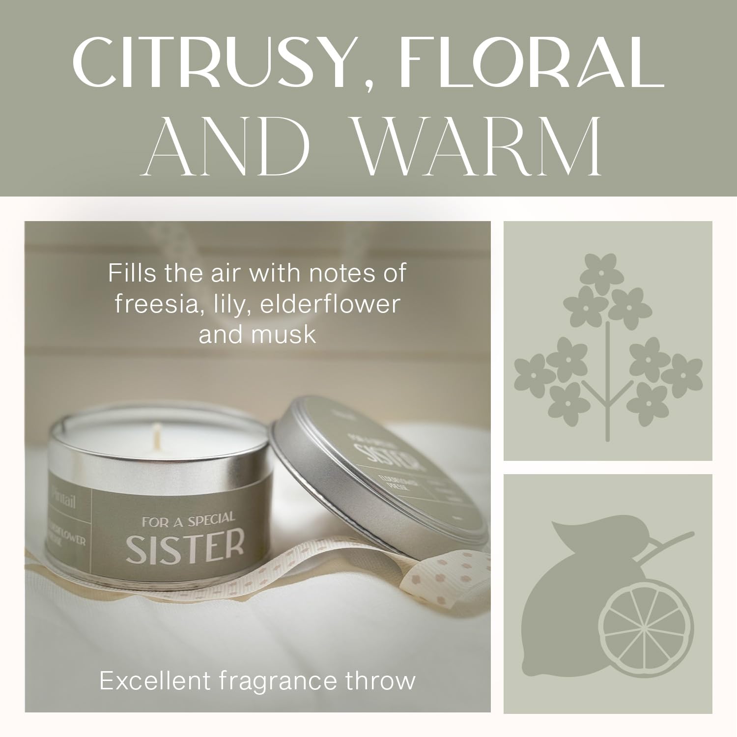 Pintail Elderflower Pressé Home Fragrance Special Sister Occasion Candle (20 Hour Burn) - Genuine Pintail Candle Gift - Image 3