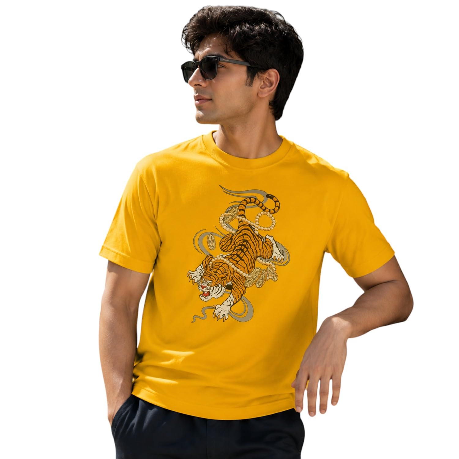 Men Graphic Printed T-Shirt | Round Neck | Regular Fit | (Cotton Blend)-image-20