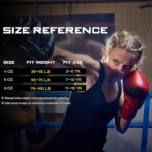 Miniatura 6 de Luniquz Kids Boxing Gloves for Punching Bag Training, 4 6 8OZ Kickboxing Sparring MMA Gloves