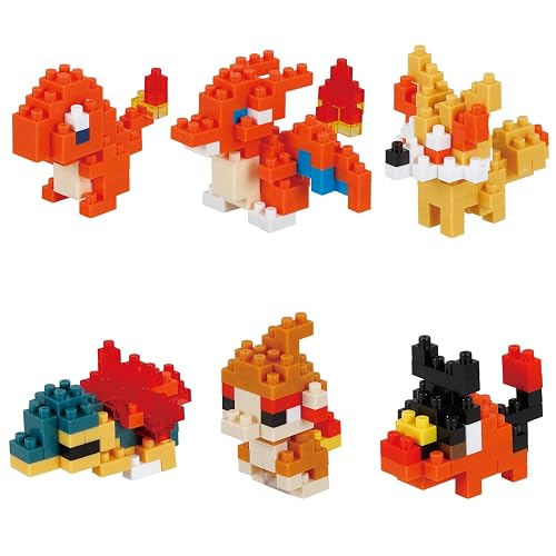 nanoblock - Pokémon - Type Fire Set 1 (Juego Completo de Caja ciega), Kit de construcción de la Serie Mininano