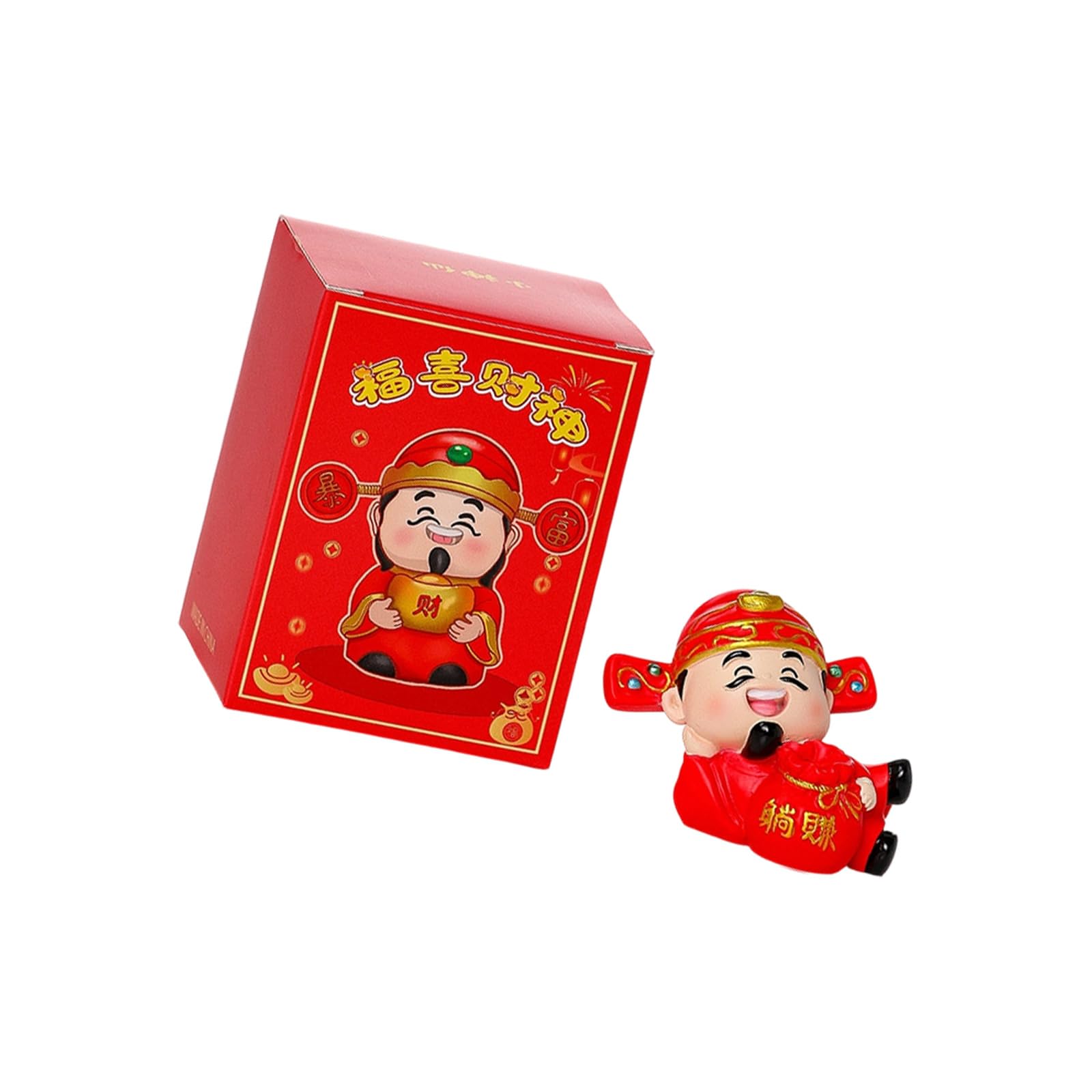 Tsophreniq God of Fortunes Figurine Resins Sculpture Fengshui Decor Desktop Bring Wealth God of Wealth of Fortunes Caishen Figurine Sculptures