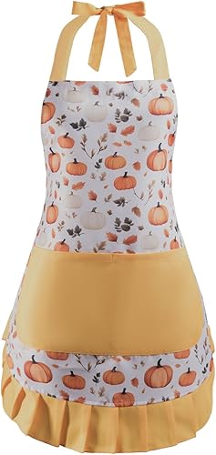 Delantal floral vintage para mujer con bolsillos funcionales, correa ajustable para el cuello para cocinar, hornear, regalo de la madre