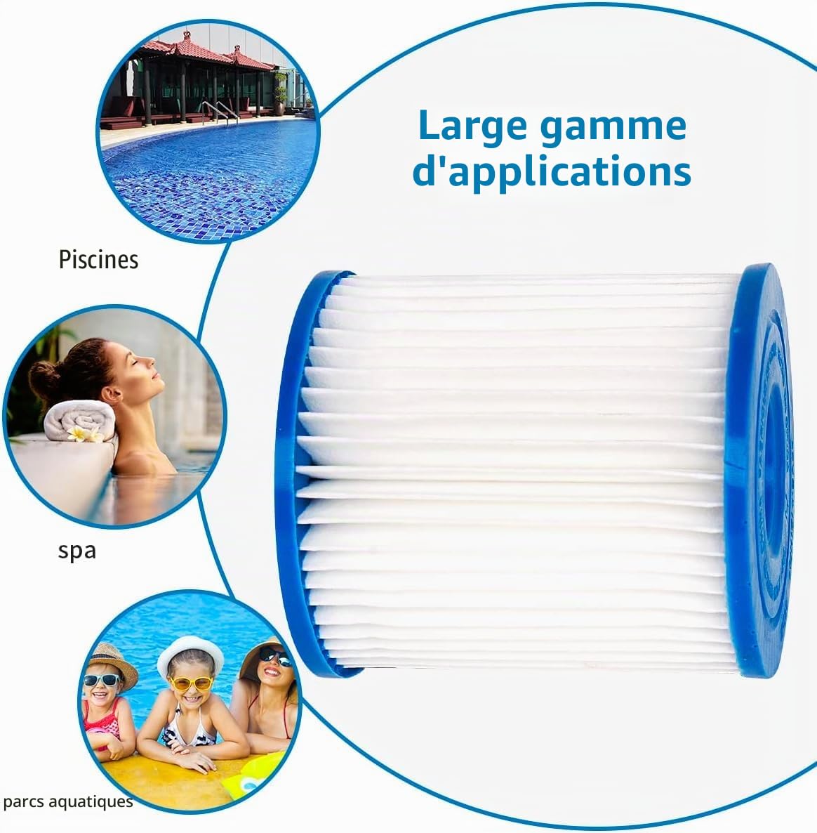 YanBan Lot de 4 filtres de rechange compatibles avec les pompes à filtre Intex 28601/28602, pour cartouche filtrante Intex Type H 29007E