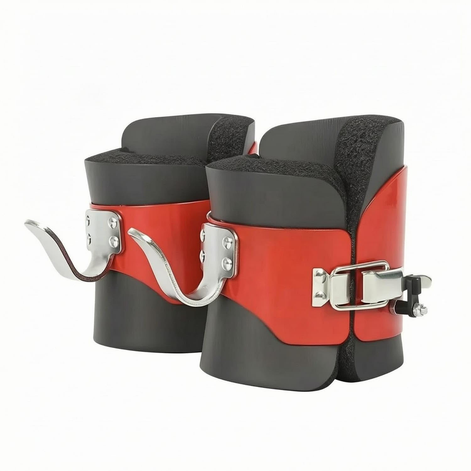 Hard Shell Hanging Ankle Cuffs Soft Inversion Cuffs Metal Hook Padded Ankle Cuff Curved, Red 2-Pack-image-49