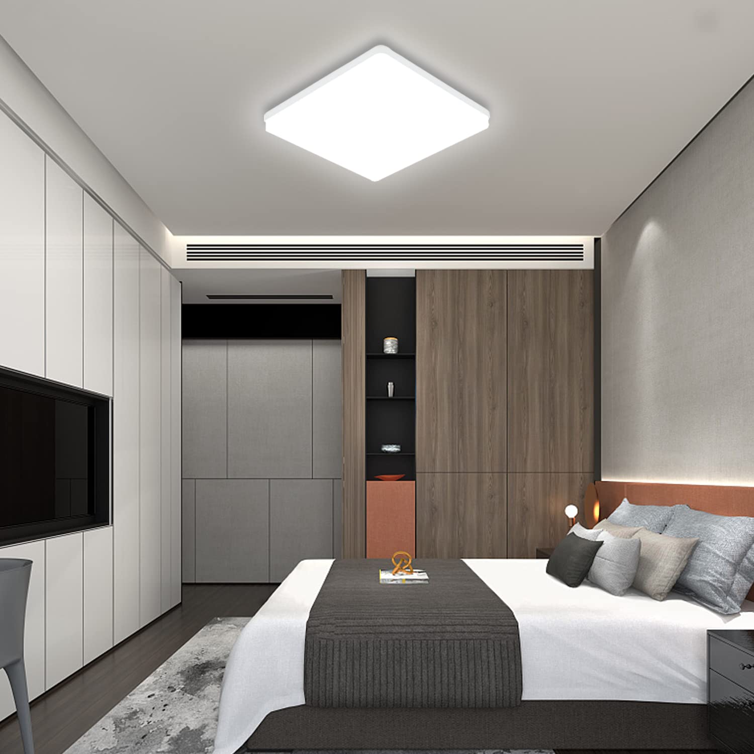 Kambo LED Lámpara de Techo 48W - Plafon Techo Cuadrada - Luz de Plafón Moderno 4320LM Blanco Frío 6500K Para Baño Cocina Sala de Estar Dormitorio Pasillo Comedor Balcón