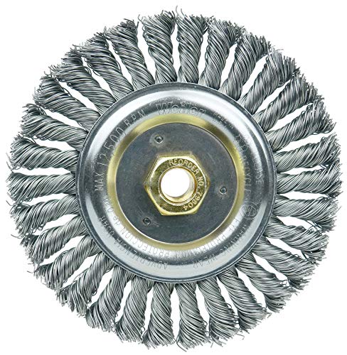 Image of Weiler 79804 6 inch Dually Filler Pass Weld Cleaning Brush, .023 inch Steel Wire Fill,5 /8 inch-11 UNC Double-Hex Nut, Made in the USA (Pack of 5)
