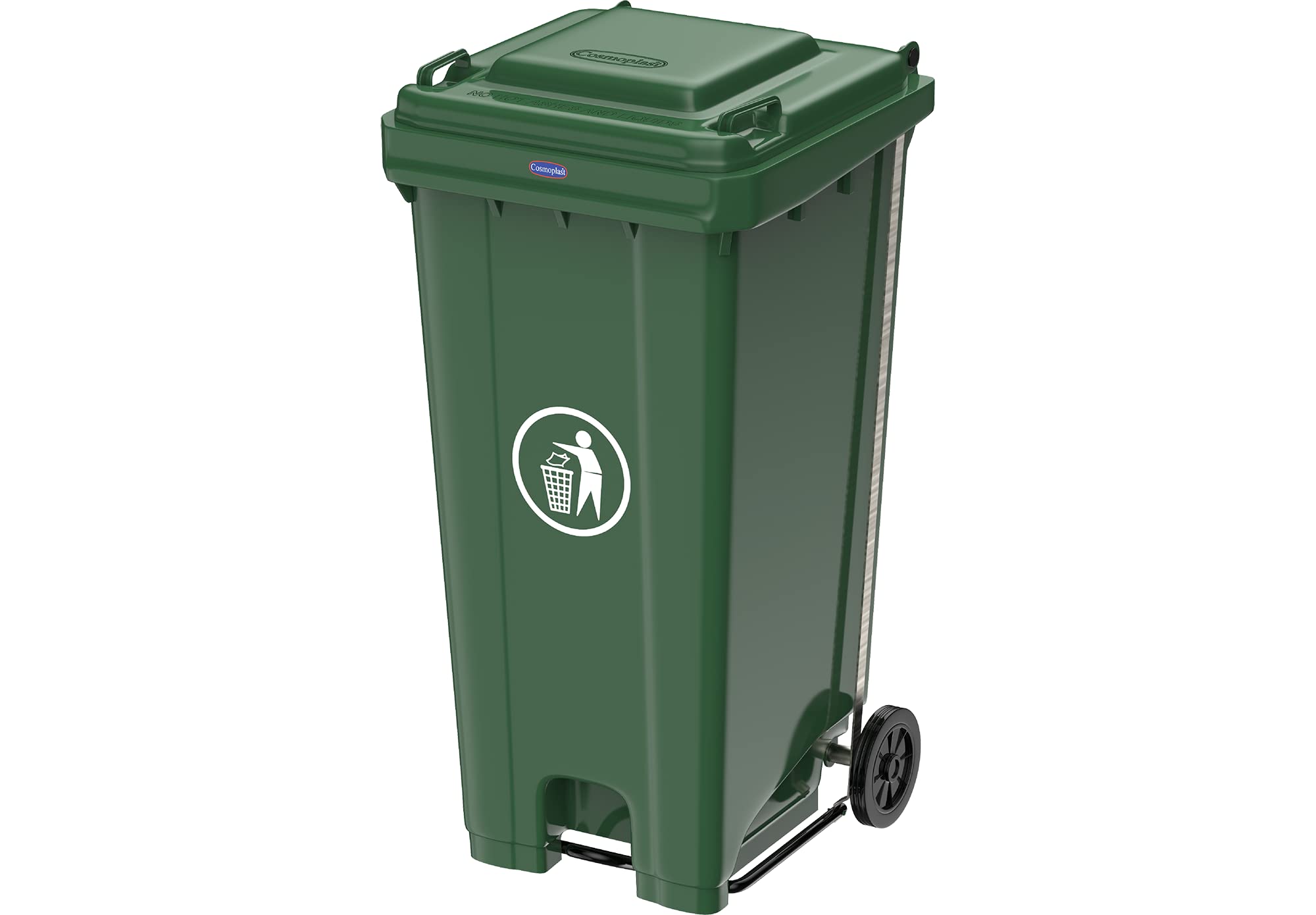 Cosmoplast 240L Industrial Waste Bin with Pedal & Wheels