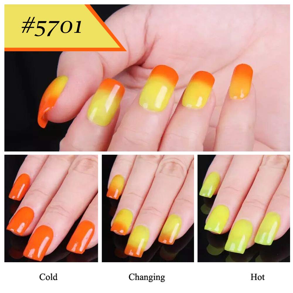 Amazon.com : Vishine Thermal Temperature Color Changing Soak Off UV LED Gel  Nail Polish Orange to Yellow 5701 : Beauty & Personal Care