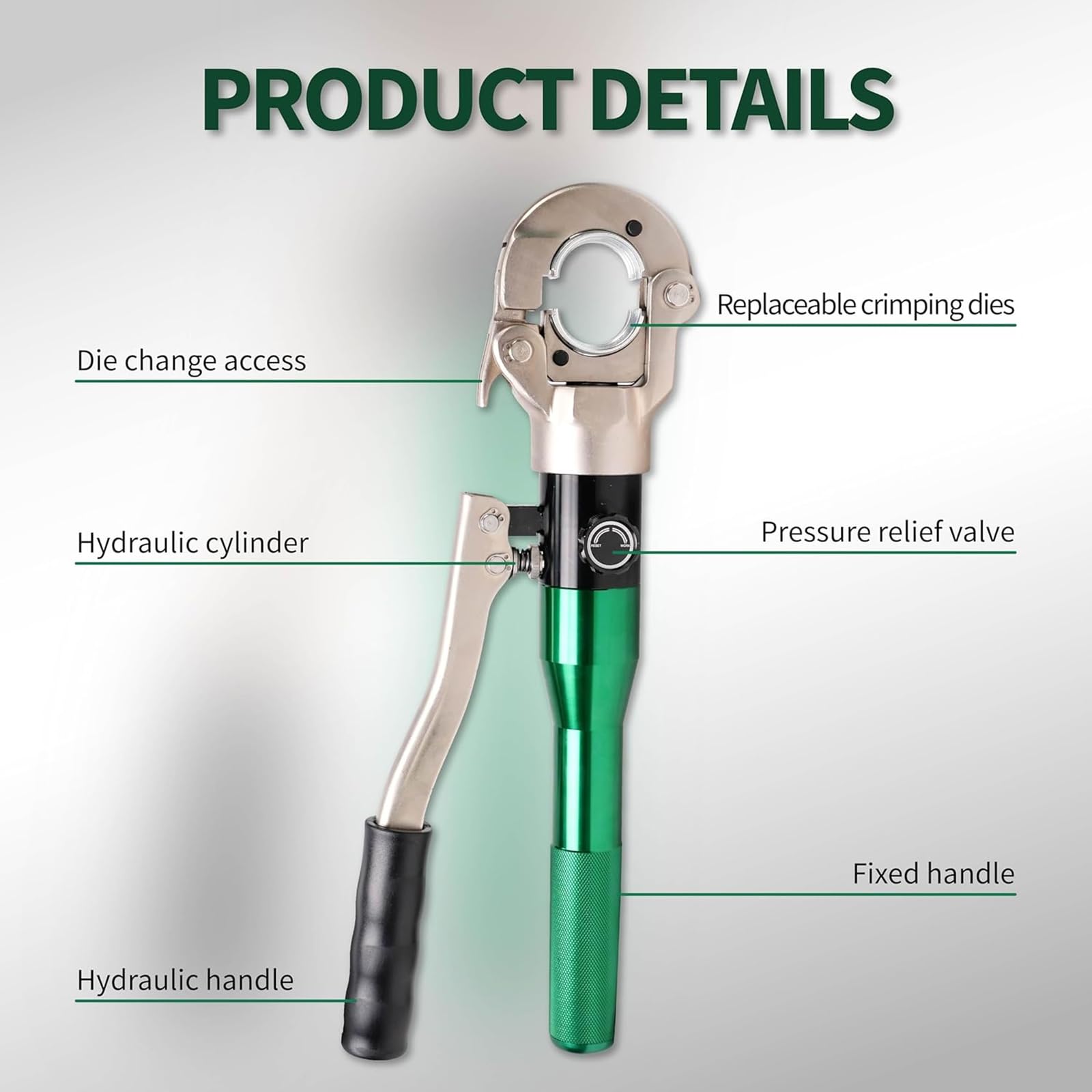 Hydrauliczne szczypce do zaciskania Ø12-28 mm Zaciskarka do rur miedzianych Narzędzie do zaciskania hydraulicznego z miedzią 12/15/18/22/28 mm i PEX-AL-PEX 16/20/26/32 mm