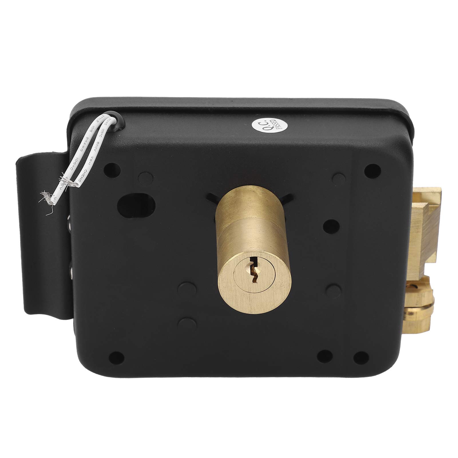 de Cerradura de Puerta Eléctrica DC12V - Control de Acceso Robusto para Apertura Derecha - Construcción Duradera de Hierro Negro Ideal para Hogares, Escuelas y Fábricas
