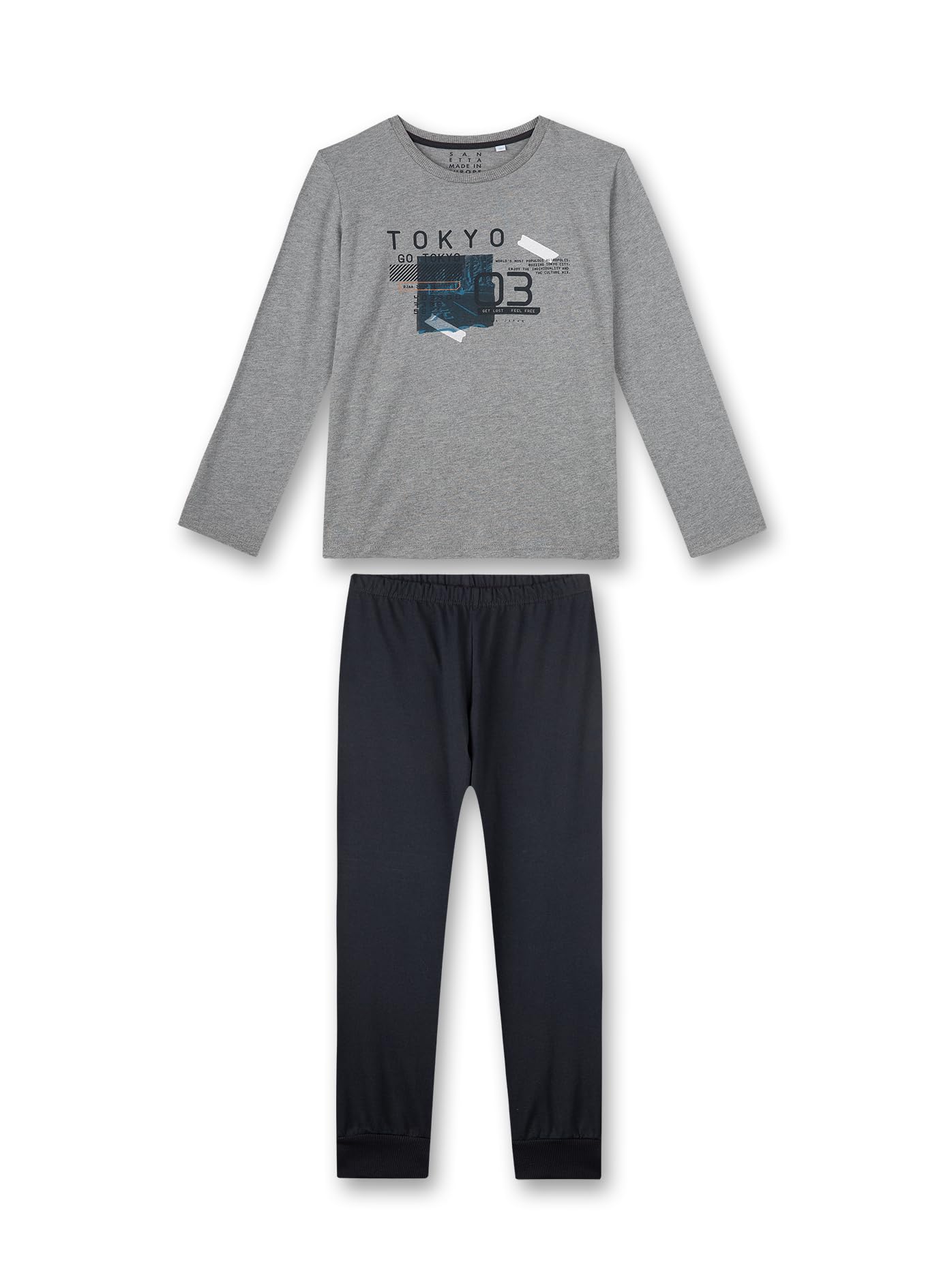 Sanetta Jungen-Schlafanzug lang Grau | Bequemer Schlafanzug für Jungen lang. | Pyjamaset Größe