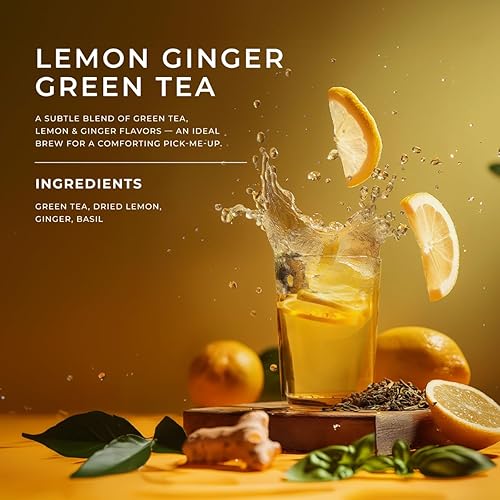 Miniatura 3 de Gya Tea Co Té verde de limón y jengibre con hojas sueltas, té de limón, té de jengibre con cafeína, té de hojas sueltas de jengibre y limón 100%