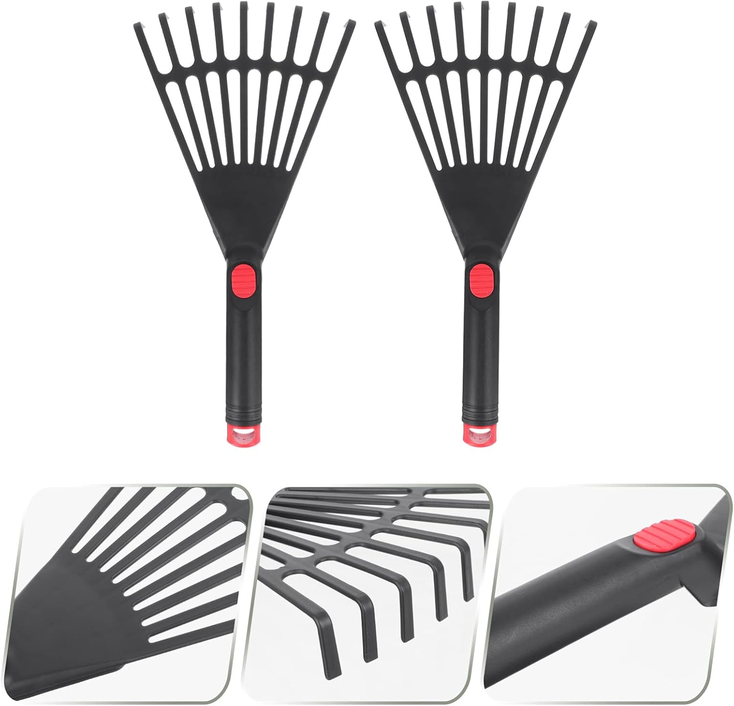 Yardwe 2Pcs Gardening Leaf Rakes Plastic Hand Held Garden Rake for Soil Loosening Leaf Gathering and Lawn Care