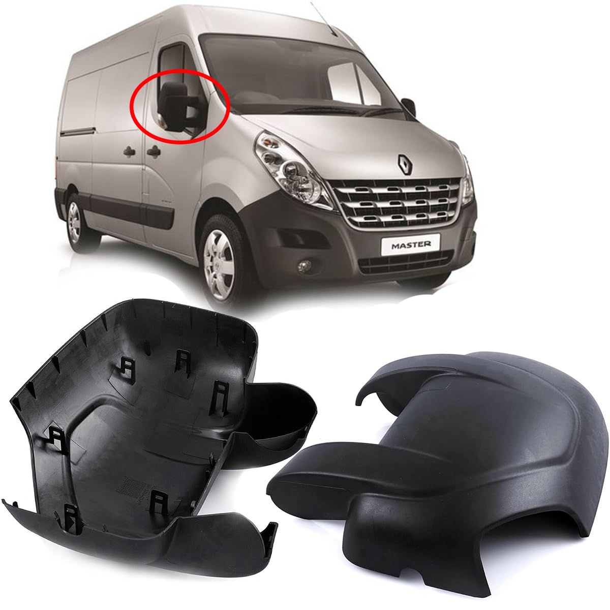 Copertura Specchietto Retrovisore Destro Compatibile con Renault Master 3 III Opel Movano B Nissan NV400 Vauxhall Movano Mk2 Specchio Esterno Lato Passeggero 963021976L