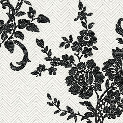 Papel pintado barroco negro y blanco de rosas 10m A.S. Création 7