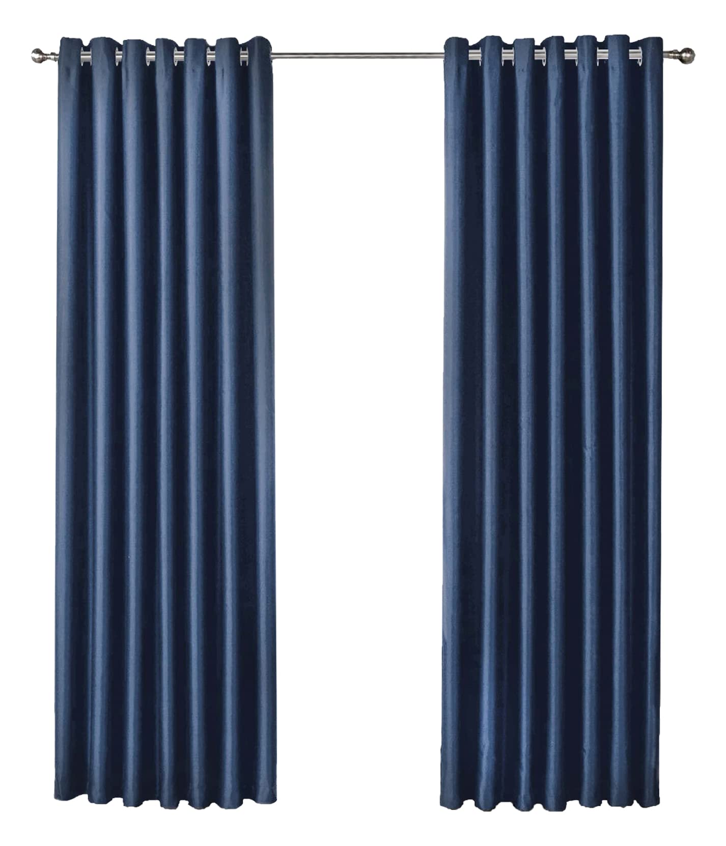 Olivia Rocco Navy Blackout Eyelet Curtains Black Out Thermal Ring Top Curtain Pair Window Treatment Living Room Bedroom, 66" (Width) X 54" (Drop)