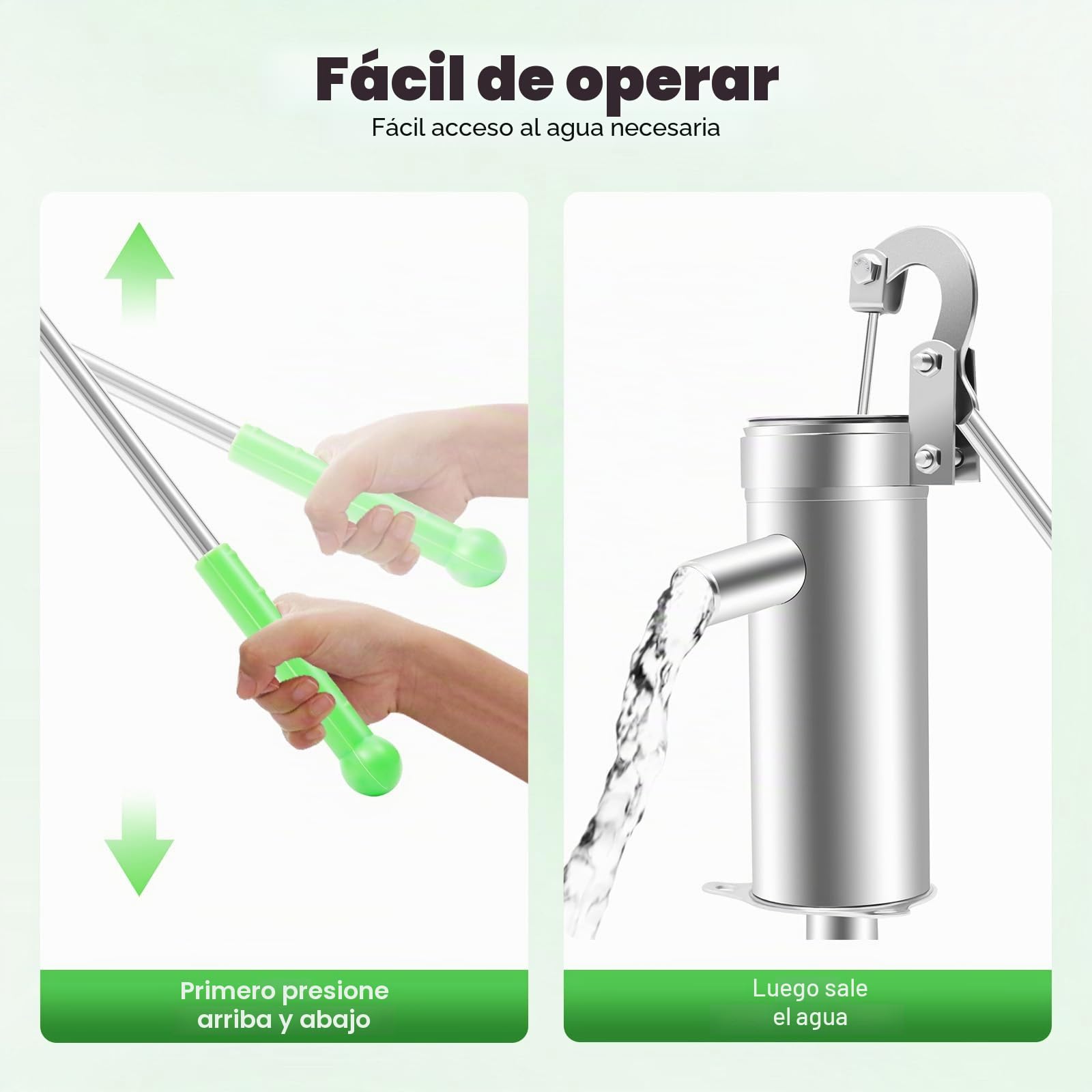 Bomba de Agua Manual para Pozos - Acero Inoxidable, Kit para Cobertizo de Jardín al Aire Libre, Decorativa para Pozo