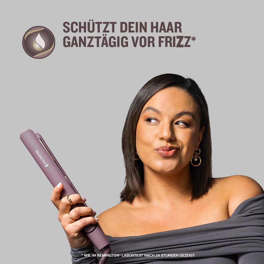 Remington AIRvive™ Glätteisen [Ionic Air-Technologie: weniger Frizz & statische Aufladung] Ultra-Keramikbeschichtung mit Mikrowirkstoffen (Schmale Platten, LCD-Display, 150-230°C) Haarglätter S8930