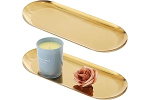 Stunning 2-Pack Gold Vanity Trays for Perfume and Jewelry