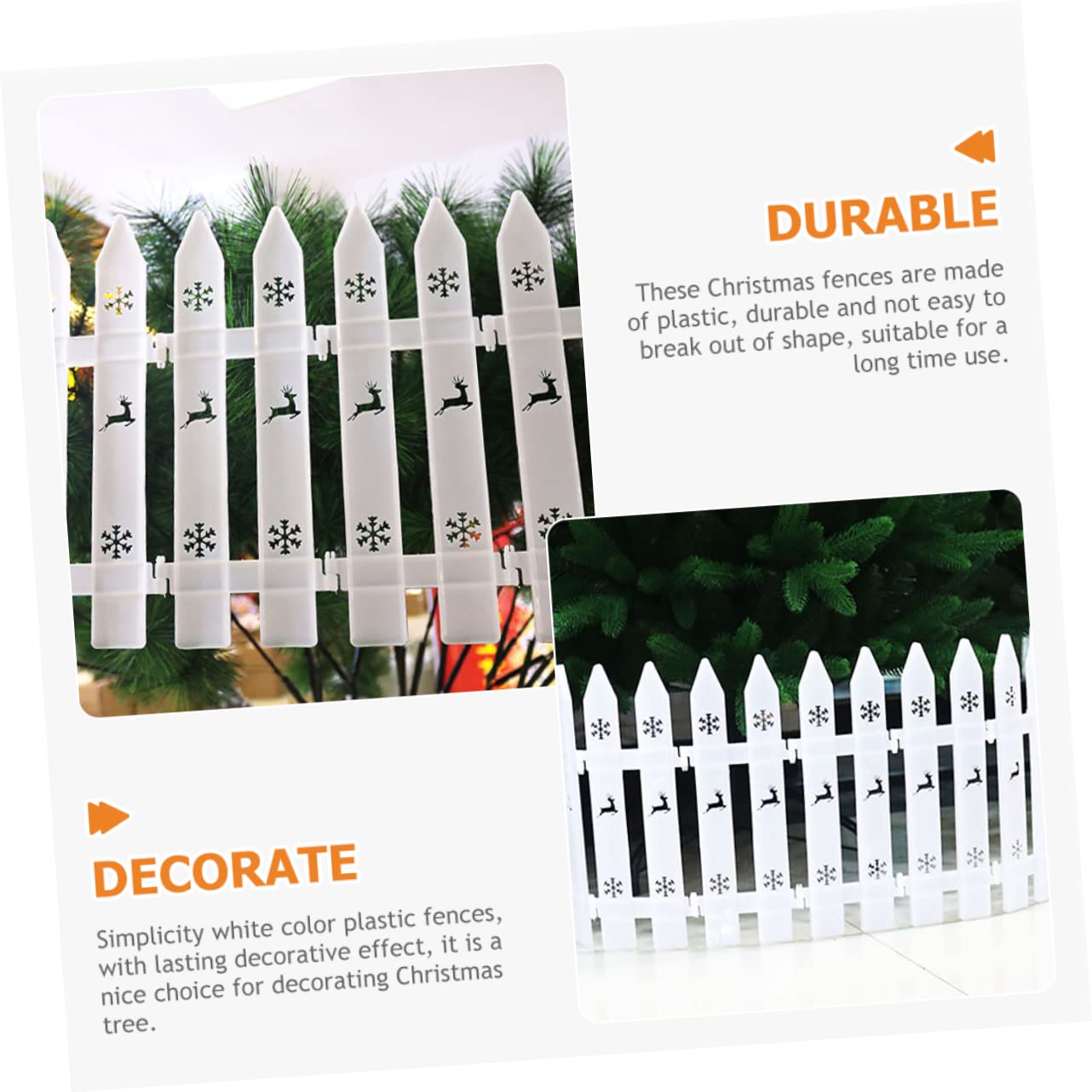 MAGICLULU 2 Sätze Der Zaun Weihnachtsdeko Christmas Tree Fence Christmas Dekoration Garten Spaliere Weihnachten Grenze Weihnachtsfeier Liefert Freigabe Gartenzaun Plastik Weiß 30 Stück * 2