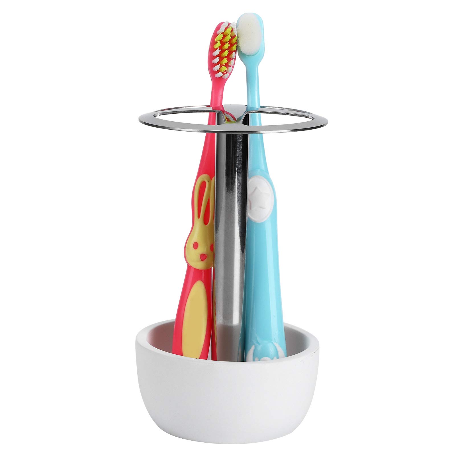 Cocoarm Portaspazzolino Portaspazzolino in Acciaio Inossidabile 304 Senza Perforatore con 4 Fessure Design del Flusso d'Aria Base in Resina 12 X 7 Cm per Lavandino del Bagno Dormitorio Camera degli