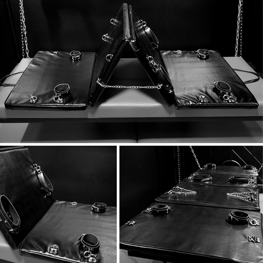Restrizioni per bondage sessuale BDSM Mobili sessuali in pelle PU Sistema di restrizioni fetish portatile pieghevole letto del sesso giocattolo del sesso per uomini coppie adulti
