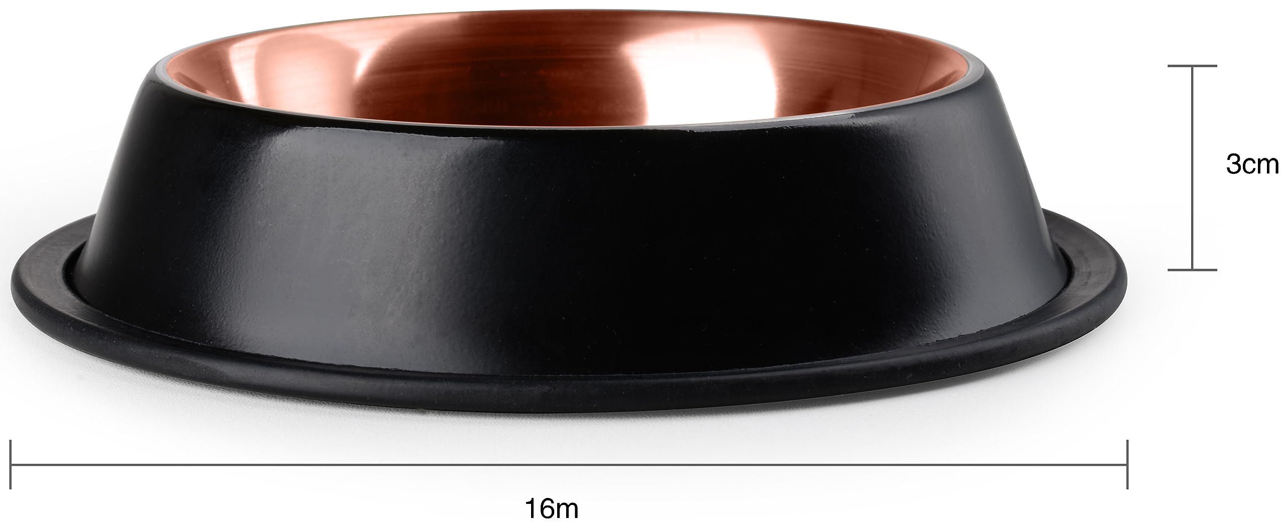 StilGut Aluminium Feeding Bowl for Dogs Set of 2, 0.2 L, Dog Bowl, Cat Bowl, Water Bowl, Black/Copper, 200 ml - Image 3