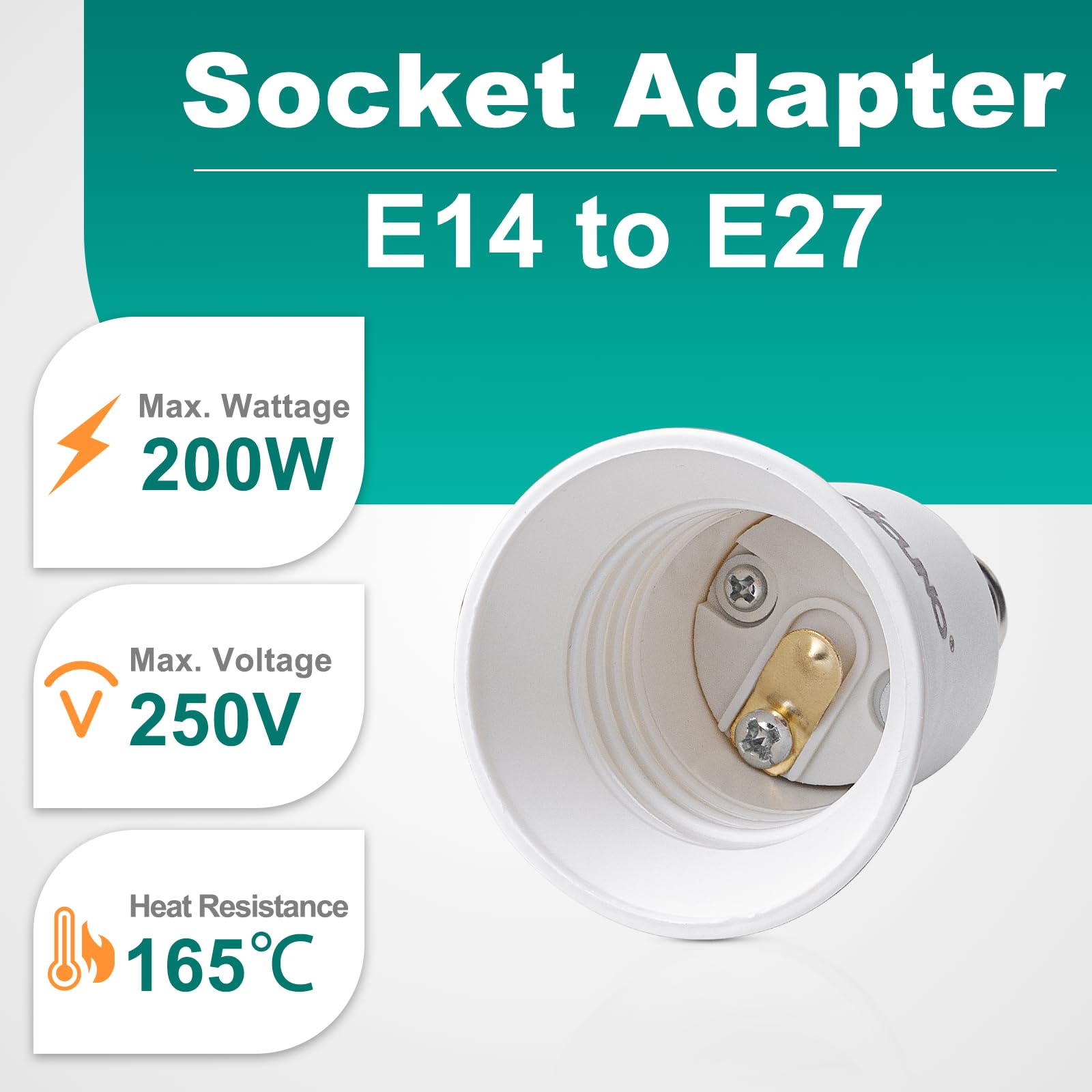 DiCUNO E14 a E27 Socket Adapter Socket Convertidor Adaptador de base para bombillas LED y bombillas incandescentes y halógenas y lámparas CFL, Casquillos de lámpara 2 Piezas