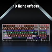 Vista 4 de Teclado mecánico inalámbrico, triple modo 2.4GUSB-CBT teclados para juegos de 100 teclas retroiluminación RGB, teclado de interruptor azul Teclados