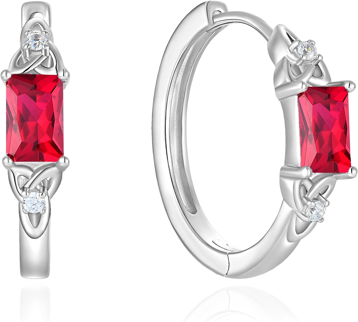 Celtic Knot Hoop Earrings for Women 925 Sterling Silver Square Huggie Earring Birthstone Jewelry