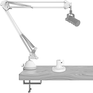 for Creators Microphone Arm Compatible with Rode PodMic, NT-USB, NT1-A, NT1 Mic Arm with Tabletop Flange Mount, Suspension Stand, Mic Scissor Arm, Desk Mount Holder (White)