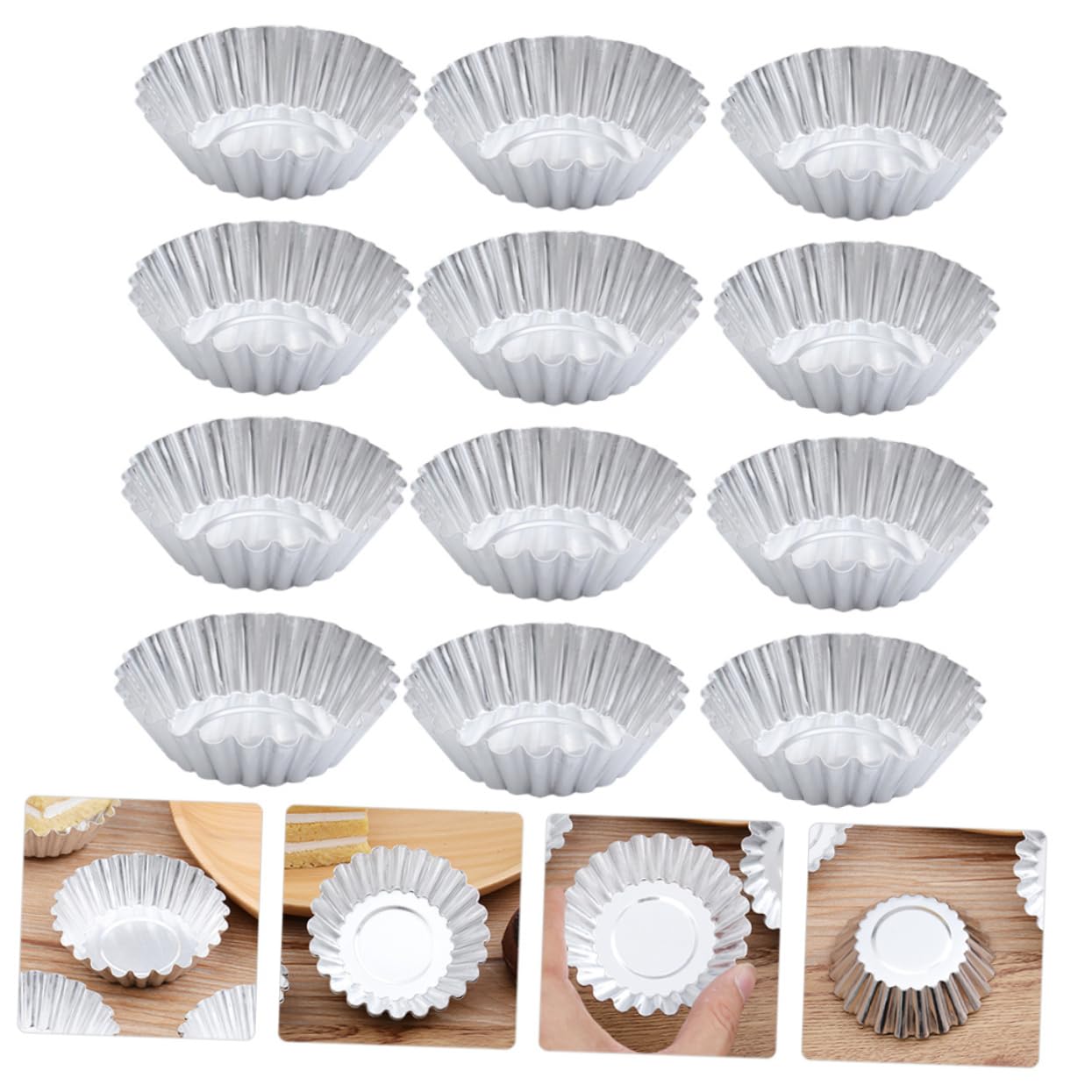 LIFKOME 100 pièces Lot de Moules à Alliage Aluminium Épais Moules à Cupcakes et Muffins Réutilisables avec Bords Festonnés Résistants Chaleur pour Pâtisserie
