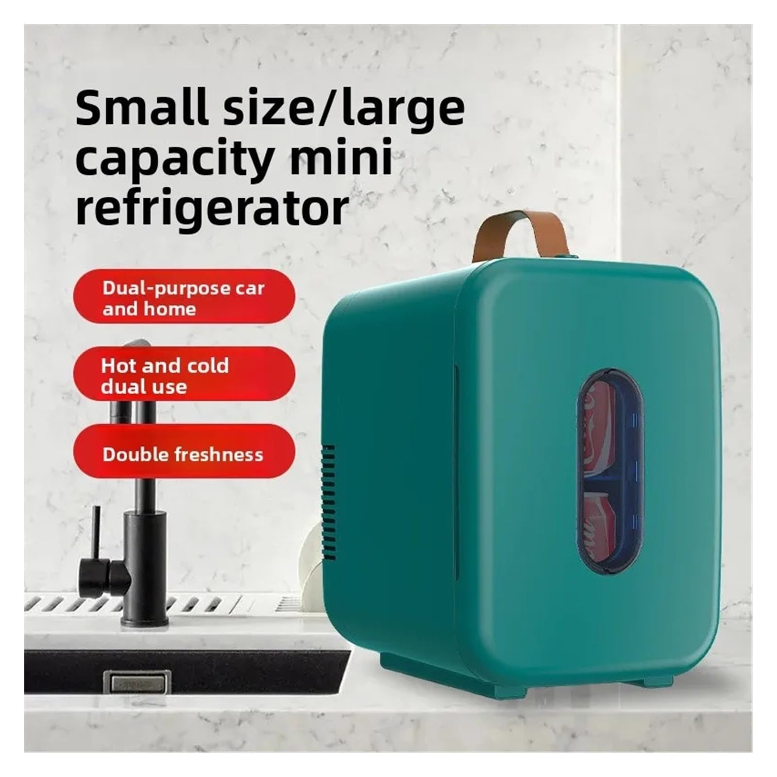 Refrigerador for Coche de 10 l, Mini refrigerador for el hogar, Doble propósito, calefacción y refrigeración, 220-240 V, 30-60 W(Only Wheel)
