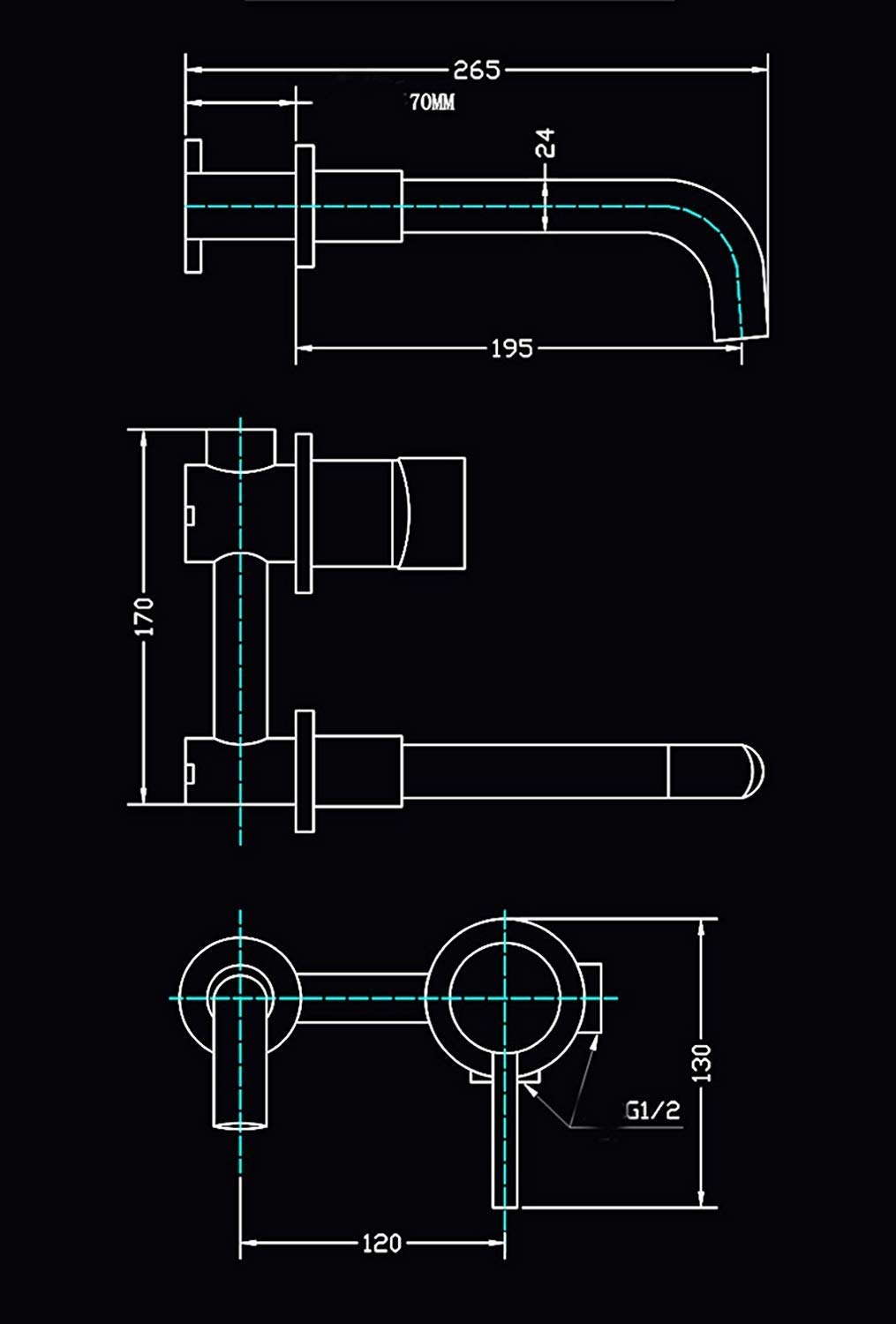 grifo para lavabo, YWSZJ Grifo de pared moderno una sola manija con 2 orificios