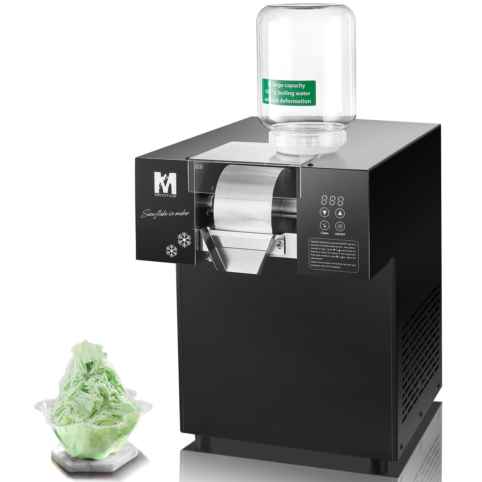 Snowflake Ice Machine, 485.0LBS/24H 1000W Shaved Ice Machine, Rapid Cooling, Food-Grade Stainless Steel Material, Snowflake Ice Maker for Dessert, Ice Cream, Suitable for Party＆Commercial Use